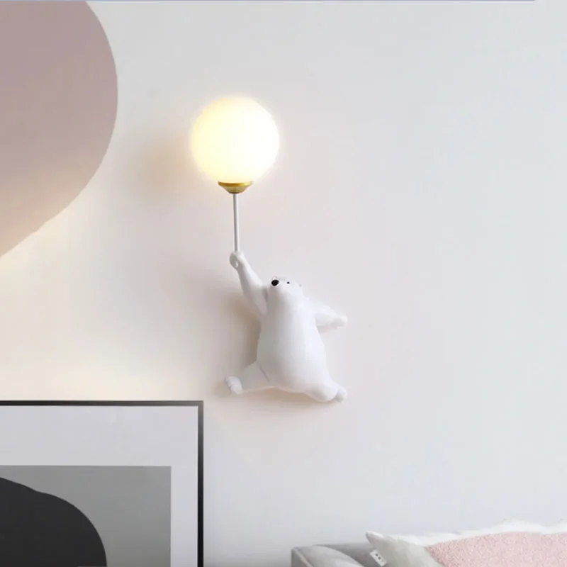 極クマのledウォールライトクリエイティブなウォールライト家族のテーマホテル子供子供の寝室用ランプ