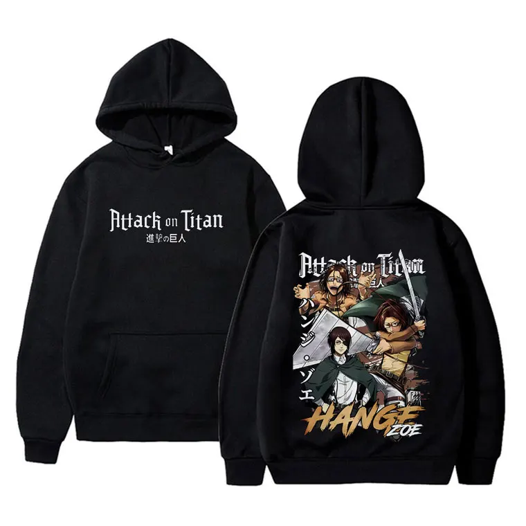 

Anime Attack on Titan Hanji Zoe Graphic Hoodie Male Vintage Casual Oversized Pullover Men Women Cartoon Manga Merch Sweatshirt