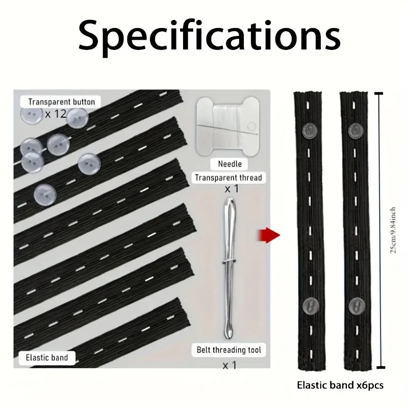 1 Set of Adjustable Waistband Tightener Set - Non-Printed Black and White Pants Waist Extender, Unisex Seamless Button Relaxer for Jeans and Pants
