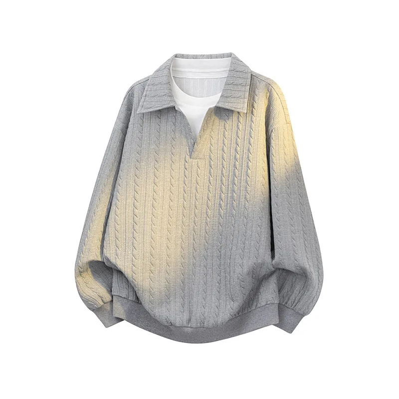 

Men's Sweater Autumn & Spring Loose Collared Pullover Hoodie Trendy Couples Color Block Clothing