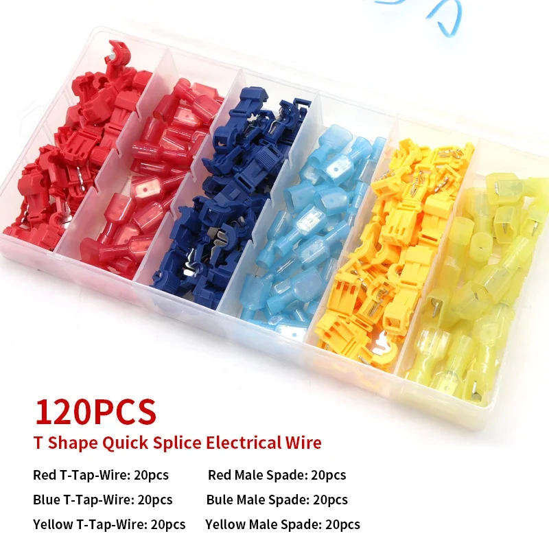 T-Tap Wire Connectors Self-Stripping Quick Splice Electrical Wire Terminals Waterproof Crimp Quick Disconnect Wire Terminals