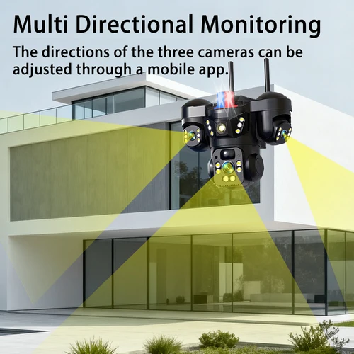 Imagen 2 del producto Cámara Solar 4G de 15MP, tres lentes, tres pantallas, WiFi para exteriores, Zoom Digital 10X, impermeable, seguimiento automático, cámaras CCTV de seguridad V380