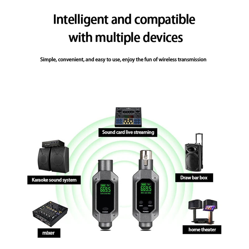 Dynamic Microphone Converter Wired Microphone To Wireless Transmitter And Receiver Suitable For Dynamic Mixer Systems