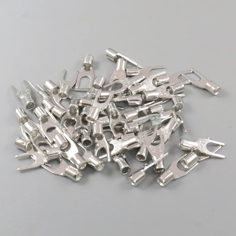 50 Stück Reinkupfer-Gabelkabelschuhe, nicht isolierte Flachstecker DSN/SNB0.5/1.25/3.5/5.5/8-3/4/5/6/8, Kabelverbinder – Detail 7