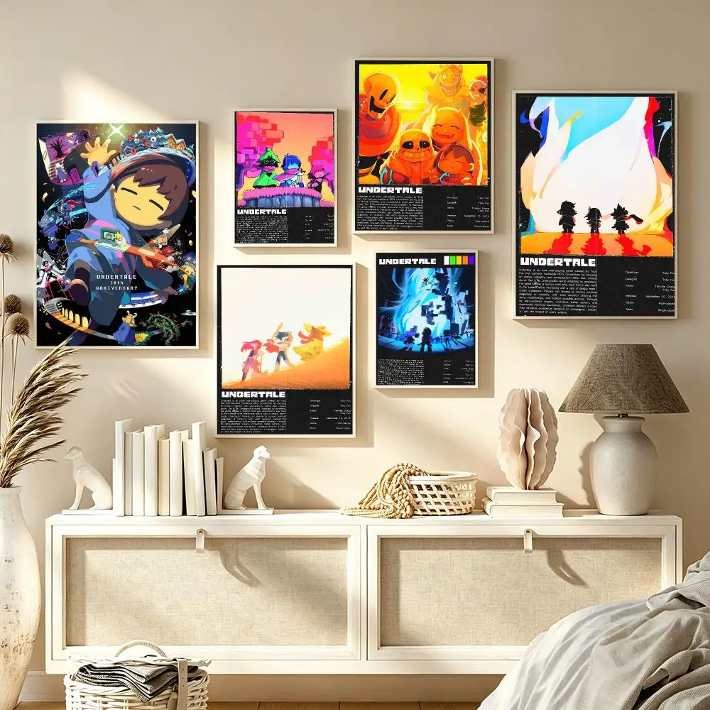 Retro style Game U-Undertale Poster Trendy Aesthetic Wall Art high-end Bedroom Home Cafe library Decor