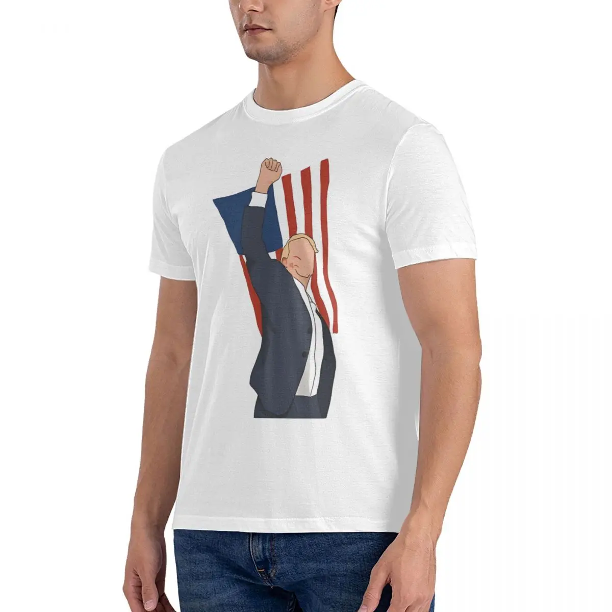 Leisure Trump Assassination Attempt T-Shirt for Men Round Collar Pure Cotton T Shirts MAGA Short Sleeve Tees Original Tops