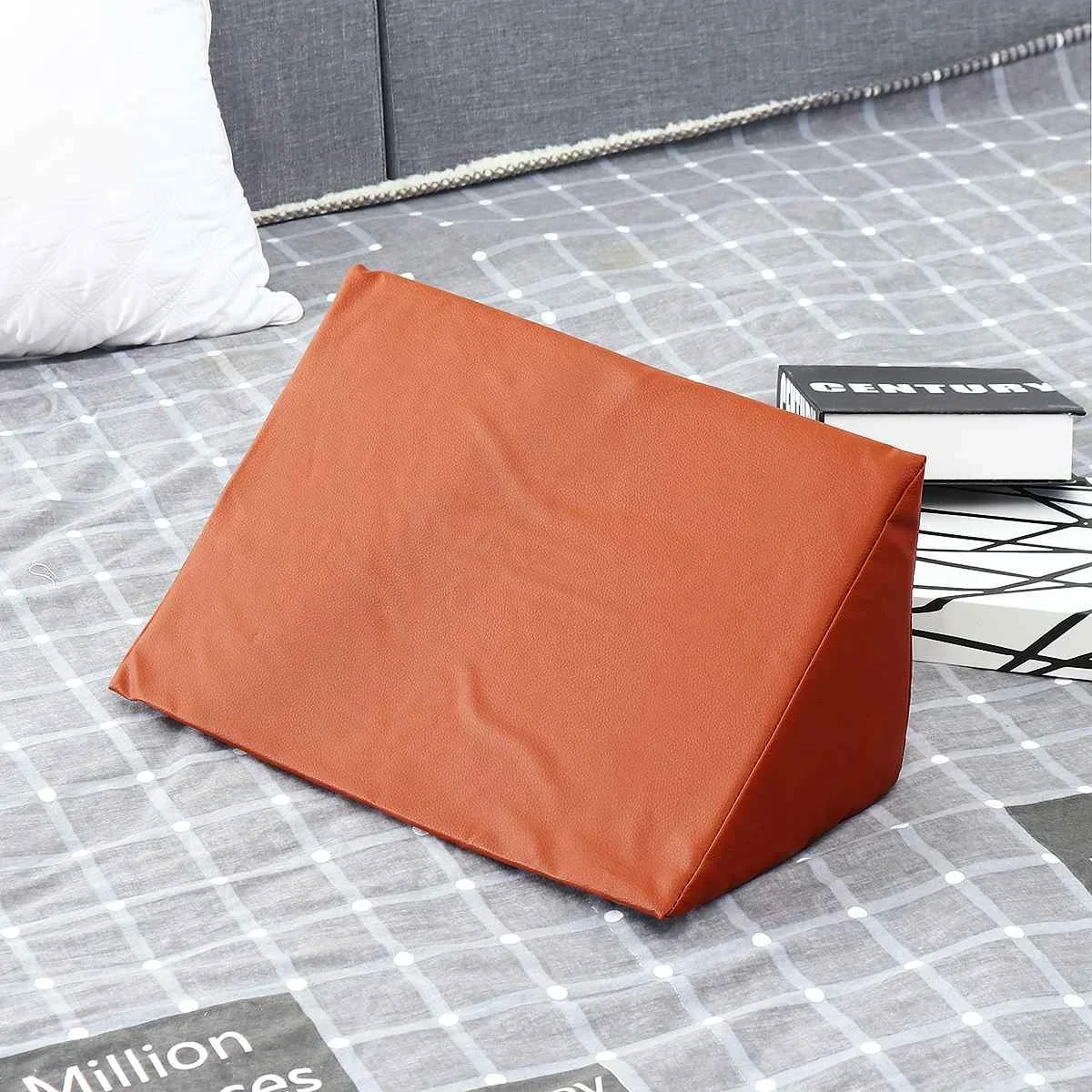 3 Color Orthopedic Acid Reflux Bed Wedge Pillow Soft Leather Sponge Back Leg Elevation Cushion Pad Triangle Pillow Cover Bedding