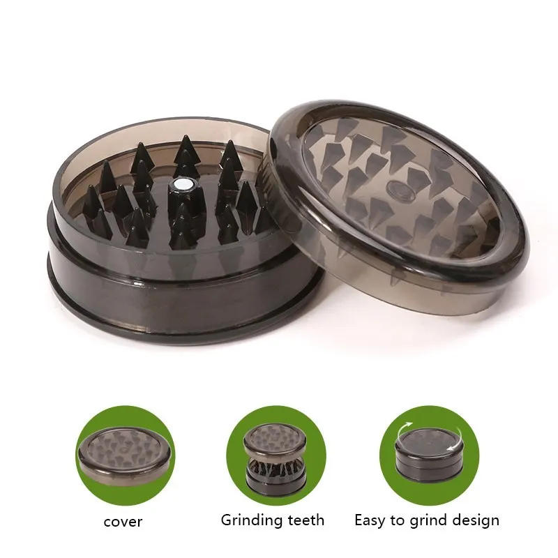 60MM Smoking Accessories  3 Layer Plastic Grinder Tobacco Spice Crusher Muller Grinder Manual Cigarette Breaker