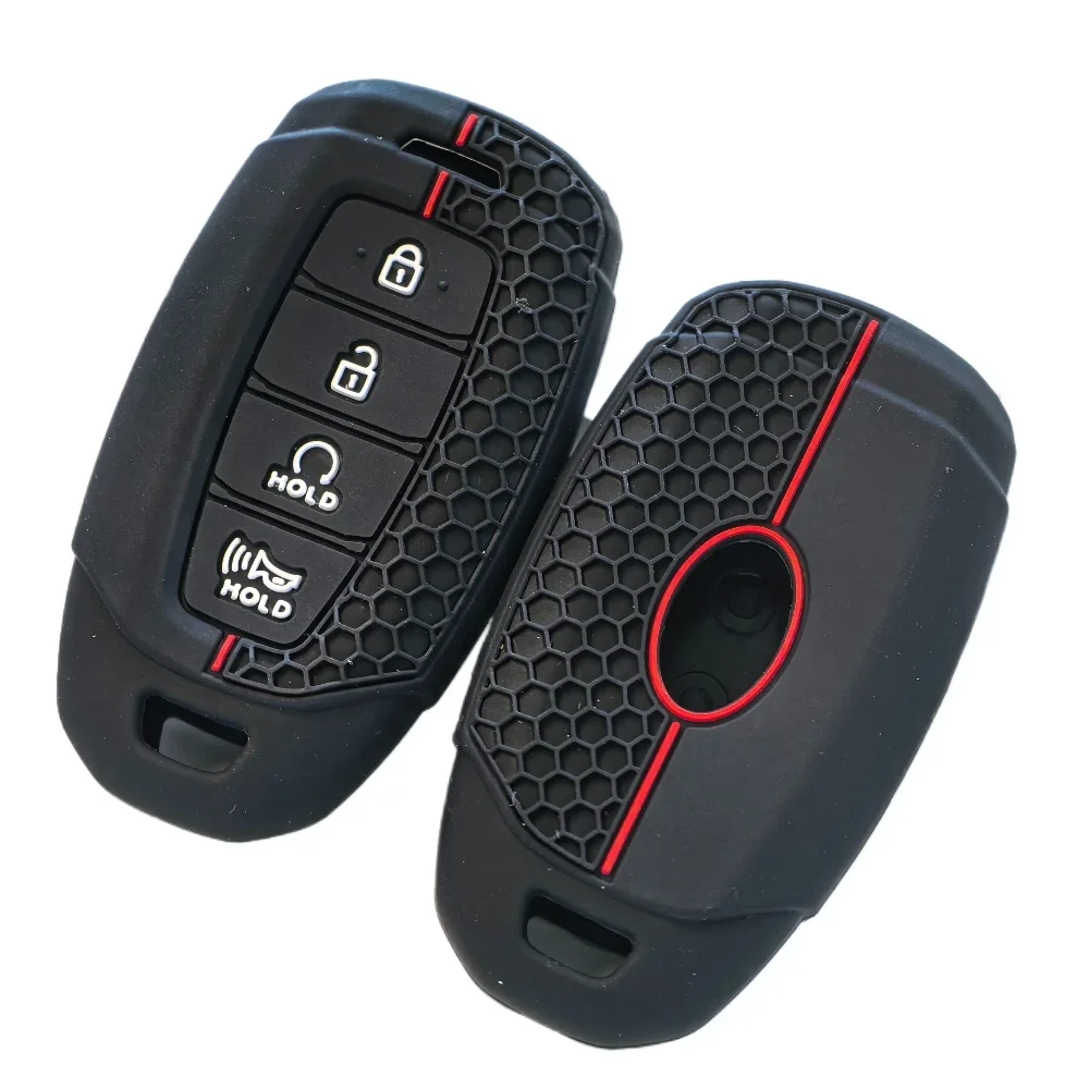 4 أزرار سيليكون حافظة مفاتيح السيارة غطاء لشركة هيونداي LA فيستا كونا 2021 Creta 2 Solaris i30 ix35 Azera ELANTRA GRANDEUR IG حقيبة مفاتيح