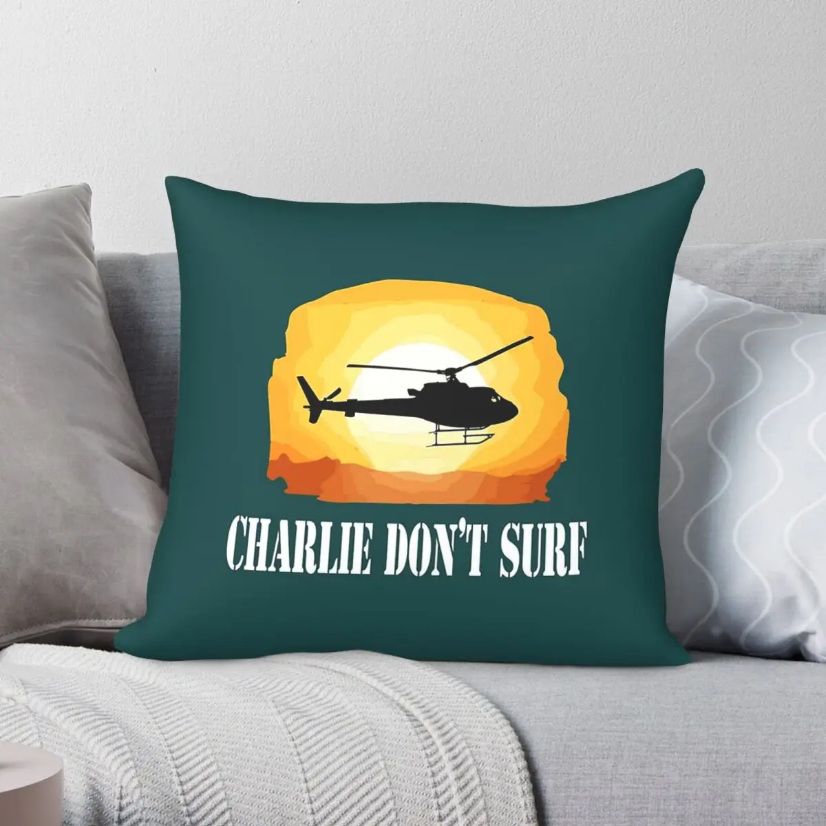 Apocalypse Now Charlie Don't Surf Square Pillowcase Polyester Linen Velvet Creative Zip Decor Bed Cushion Cover