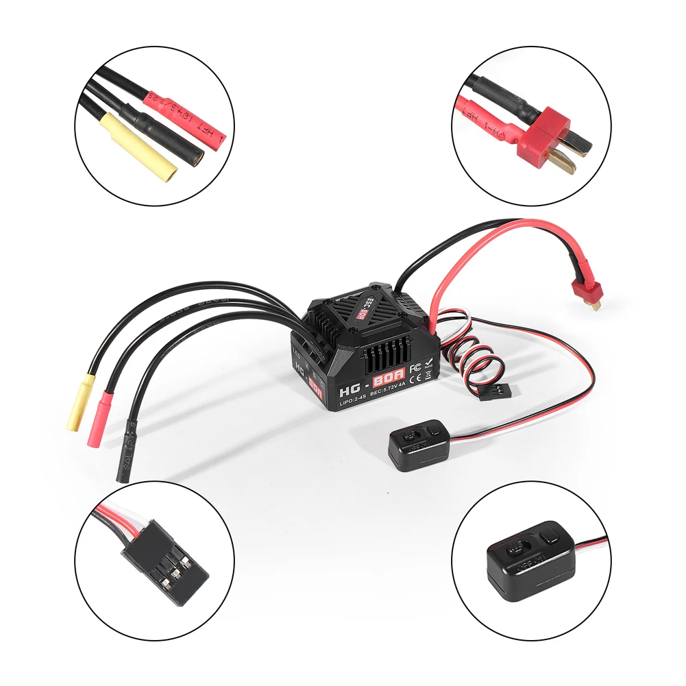 1 Pcs Sensorless Brushless Electric Adjustment For Remote Control Car 80A ESC For 1/10 Scale Remote Control