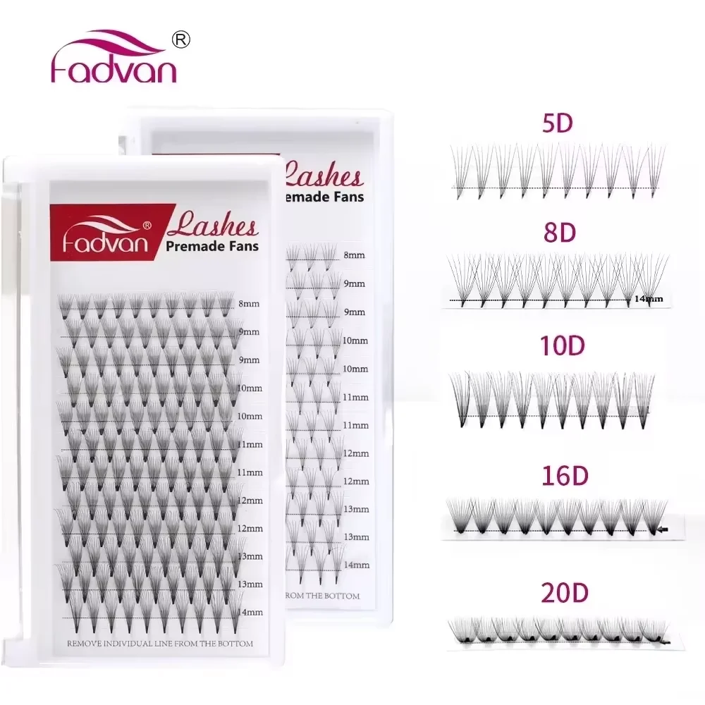 FADVAN Premade Volume Fan Eyelash Extension Supplies 8-14 Mix Soft 3D/5D/6D/10D/12D/20D/30D Premade Volume Fan Lashes Extensions