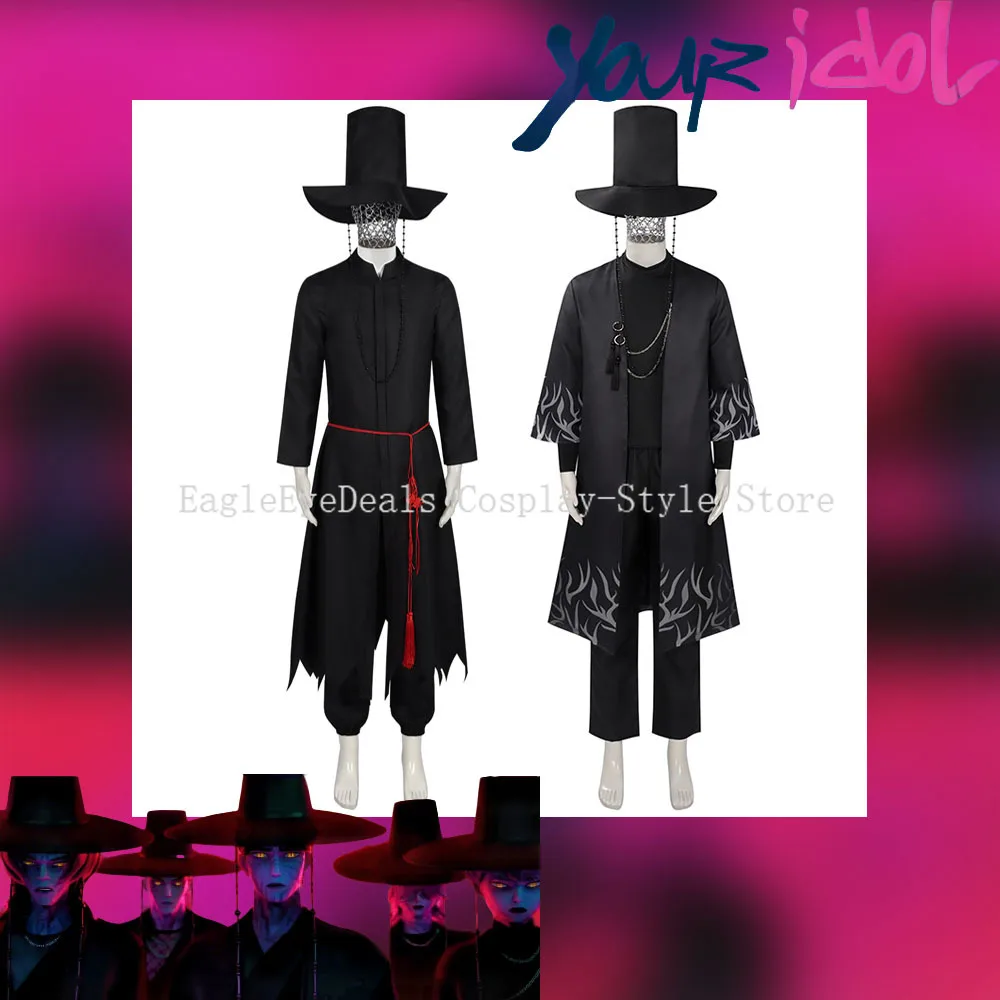 

Kpop Demon Hunters Baby Saja Your Idol Косплей Костюм Аниме Фильм Темный Дьявол Стиль Униформа Отправьте шляпу Хэллоуин Ролевые игры