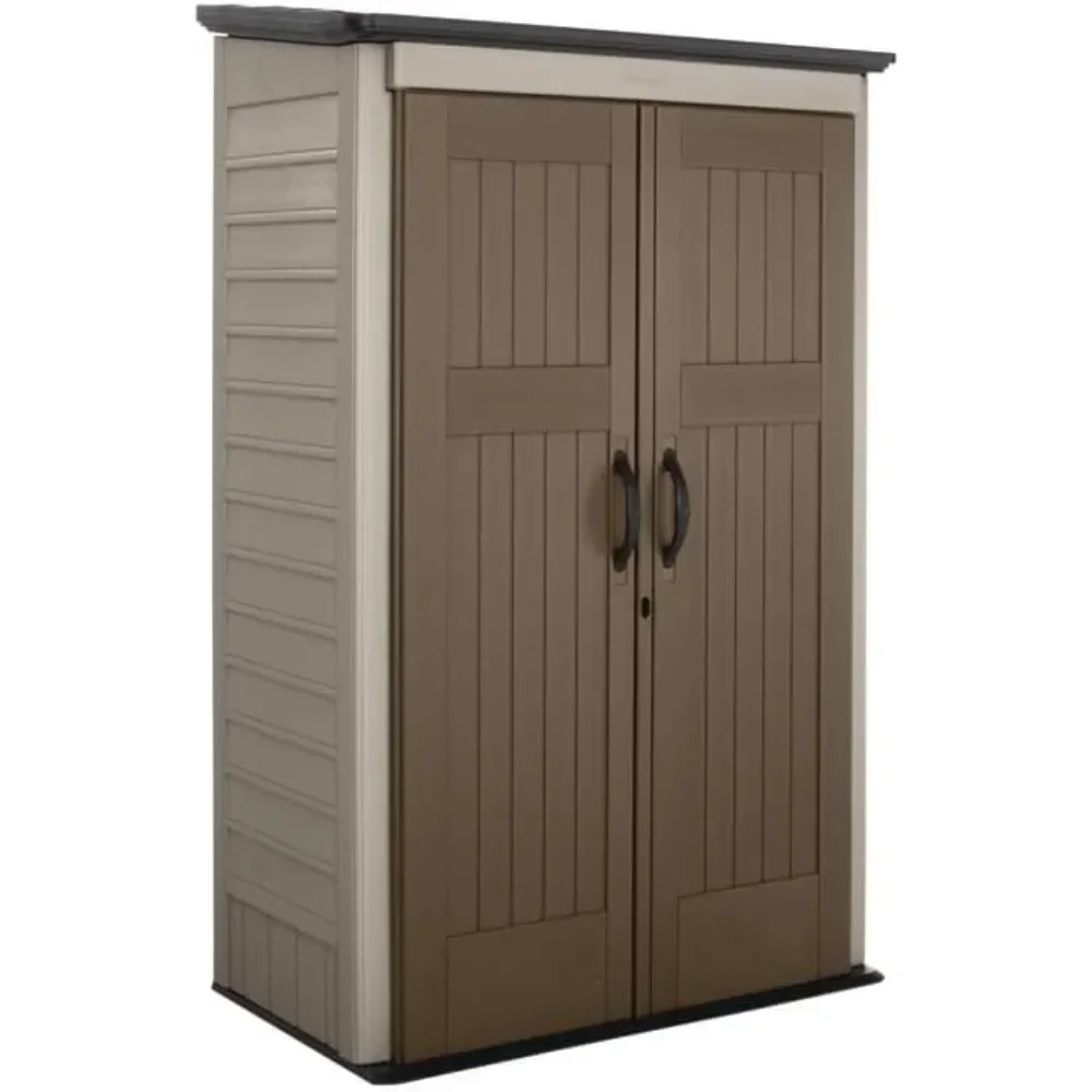 

Medium Vertical Resin Outdoor Storage Shed, 4 x 2.5 ft., Gray and Brown, Space-Saving, for Home/Garden/Pool/Back-Yard