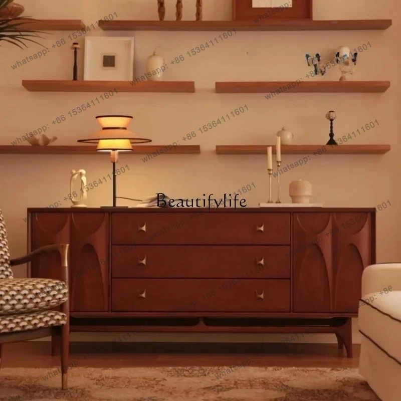 

FG26solid wood dining side cabinet designer is surprised by the quiet wind retro bucket cabinet, entrance cabinet against the wa