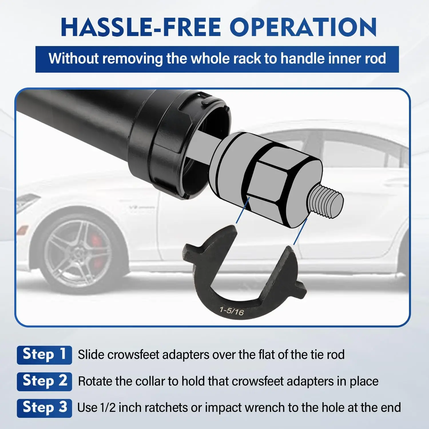 Juego de herramientas de extracción de barra de acoplamiento interior con 12 adaptadores de pie de afallo, accionamiento de 1/2' - Azul