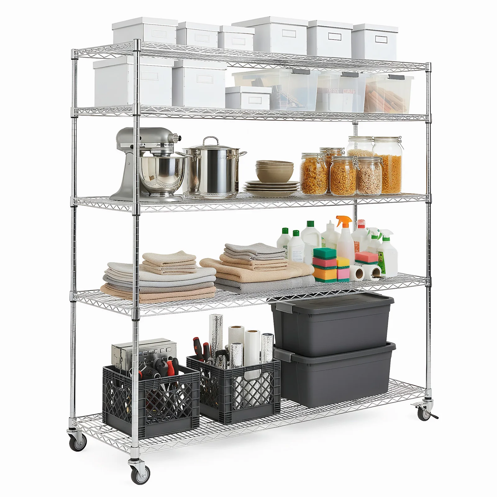 

Пятиуровневая передвижная полка для хранения грузов до 7500 фунтов (1518x609x2000 мм) ​ Стеллажи и полки для складов, кладовок, кухонь, школ