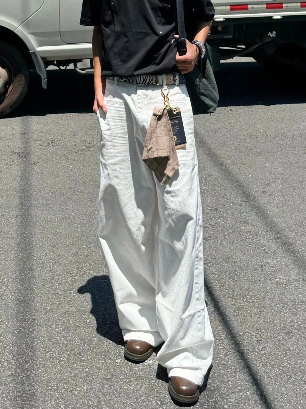 

Waed White Jeans Men's Straight Leg Loose Wide Leg Design American Sle 3D Stereo Denim Pants Youth Faion