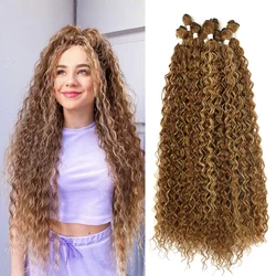 Synthetic Curly Hair Bundles Water Wave Hair Extension Afro Kinky Hair For Women Heat Resistant Fiber Hair Daily Holiday Wear