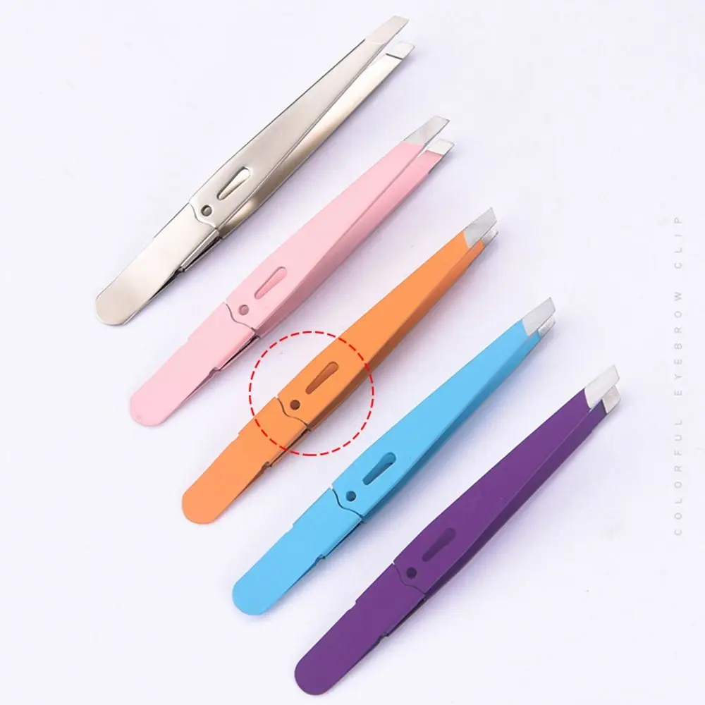 Durable Portable Eyebrow Tweezer Hair Removal Colorful Slanted Eye Brow Clips Multi-purpose Stainless Steel Eyebrow Clamp Women