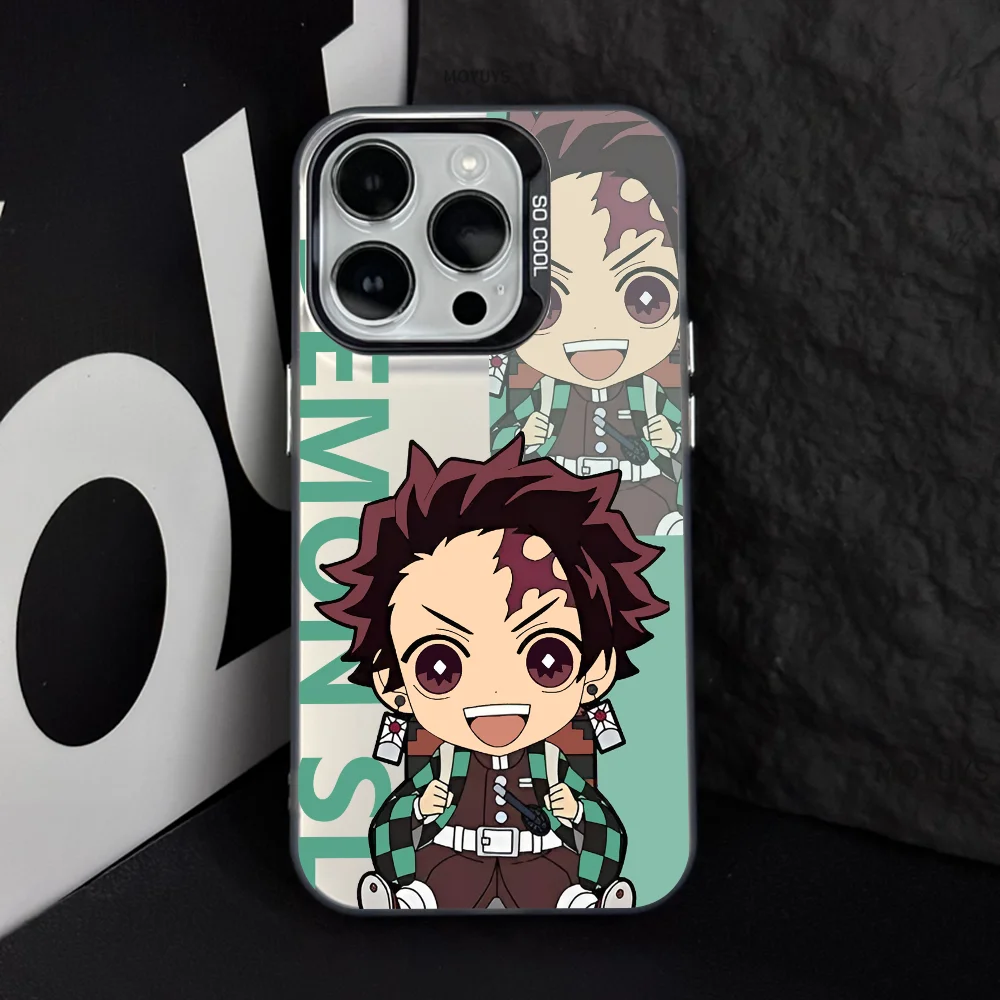 Demon Slayer Kamado Tanjirou Phone Case IMD Color Silver Shell For IPhone 16 15 14 13 12 Pro Max Plus