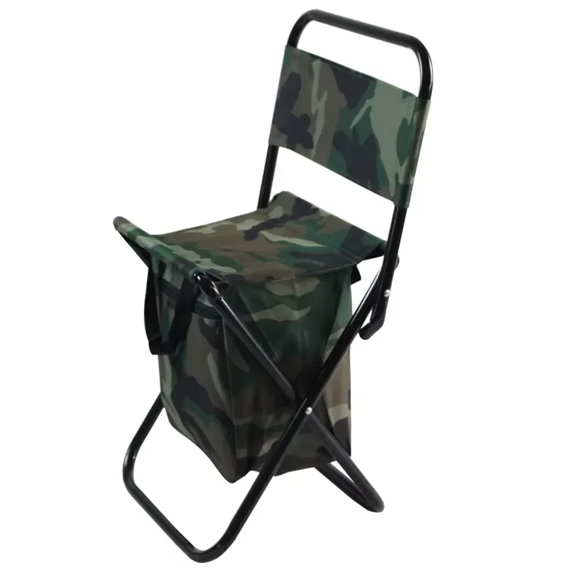 for Steel Park Foldable Oxford Fabric Backrest Stool Lightweight Portable Fishing Chair with Cooler Bag Durable Compact OEM