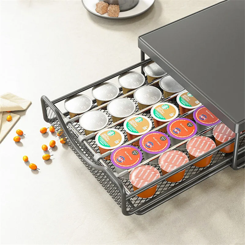 50 Coffee Pods Pull-out Coffee Drawer Holder Coffee Capsules Storage Rack Capsule Organizer Shelves for Home Drawer New Band