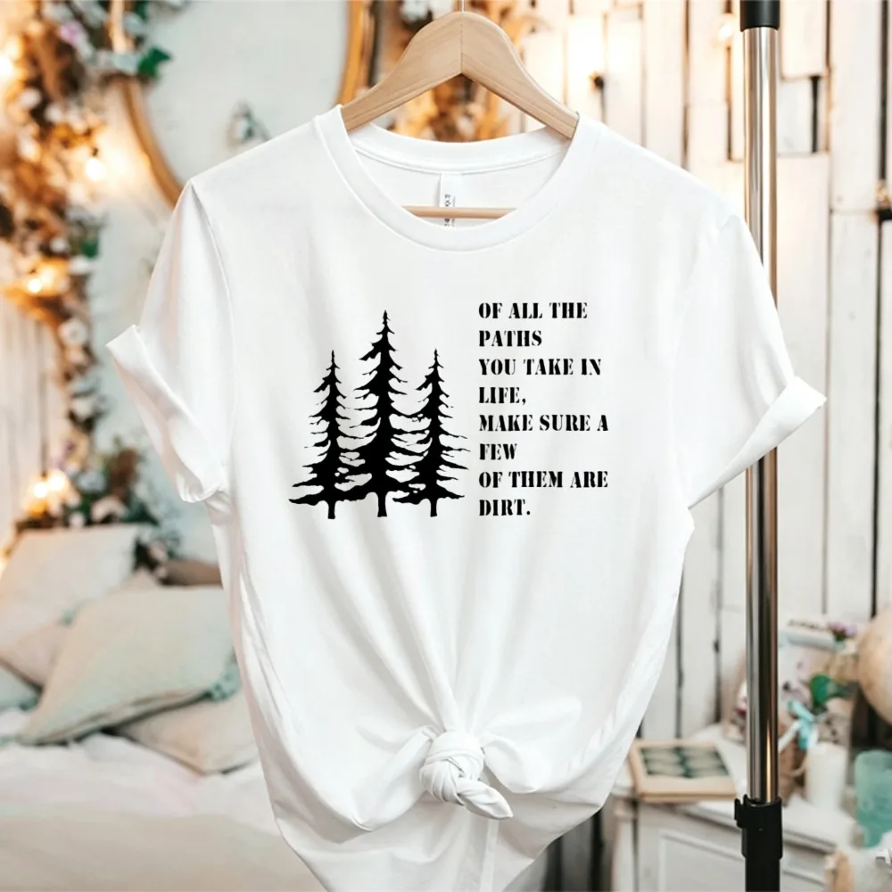 Pine Tree Nature Quote Outdoor Adventure Graphic T-Shirt Forest Hiking Text Unisex Wilderness Explorer Nature Lover Cotton Tees