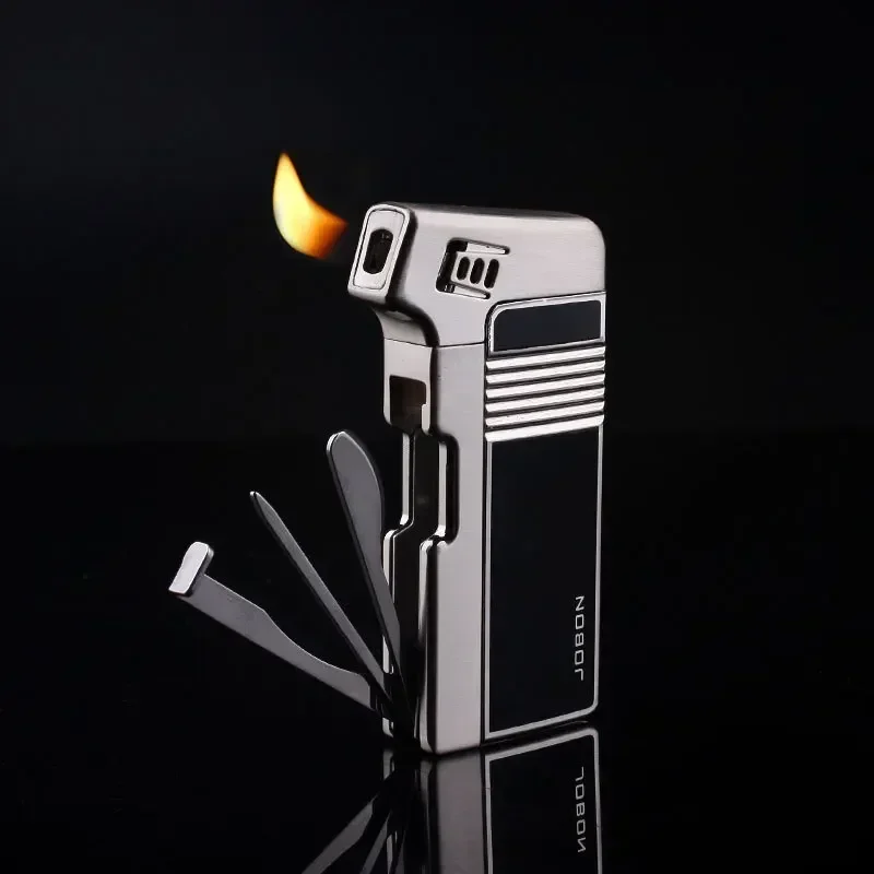 Jobon Inflatable Lighter with Cigarette Knife Press Stick Through Needle Oblique Fire Lighter Retro Pipe Special Multifunctional