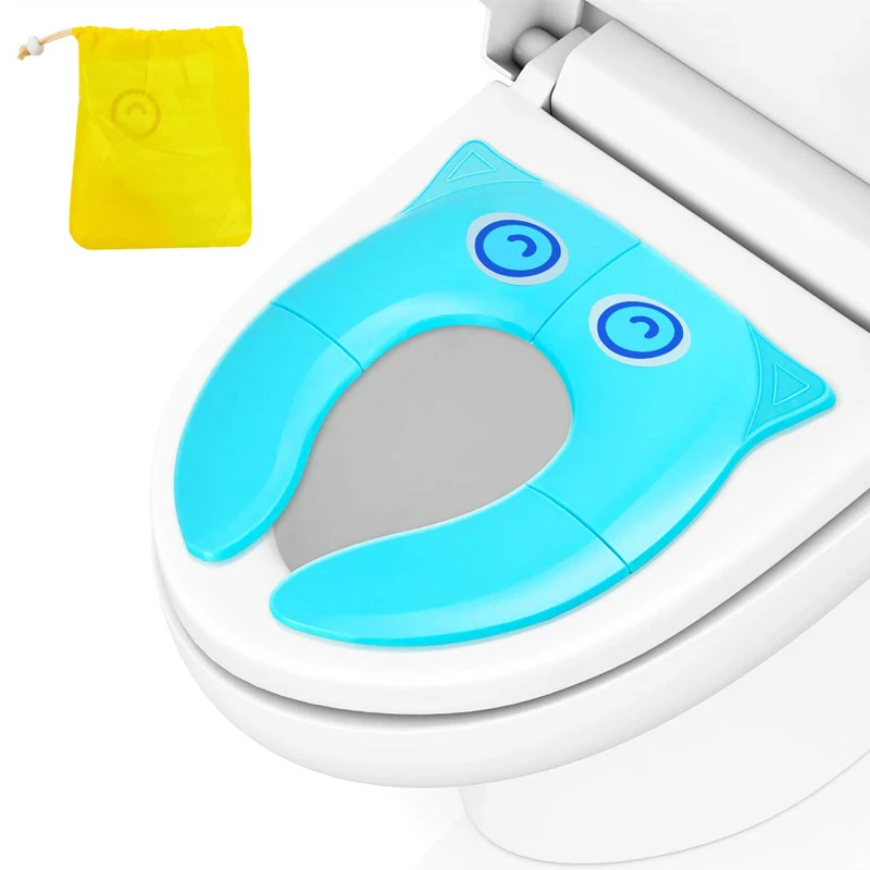 Baby Travel Folding Potty Seat Gasket Toddler Portable Toilet Training Mat Children Urinal Cushion Color Cartoon Toilet Covers