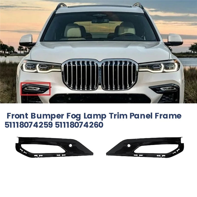 

Side Front Bumper Fog Lamp Trim Panel Frame For BMW X7 G07 2019-2022 Car Fog Light Bezel Decor Cover