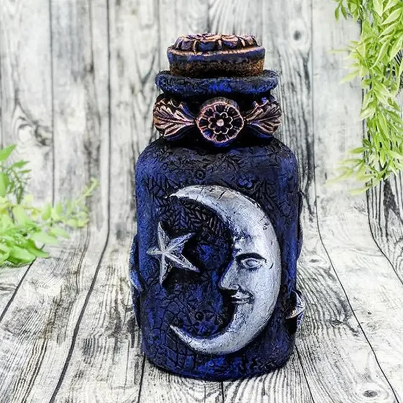 Vintage Moon Resin Perfume Bottles Decorative Retro Gothic Witch Potion Bottle Apothecary Jar Home Ornaments Decorative Gift