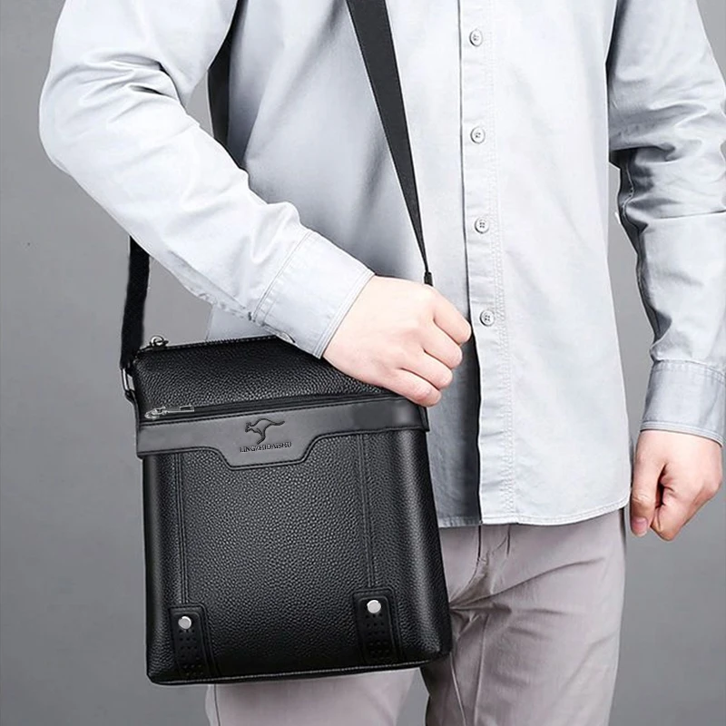 Daily Wear Lightweight Men Crossbody Purse Multi Layer Storage Smooth Leather Bag for Road Trip Casual Street Use image 5