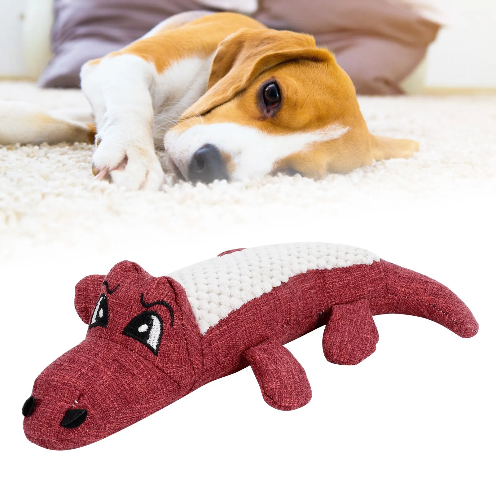 

Dog Toys Simulation Crocodile Shape Plush Stuffed Bite Resistant Molar Pet Cleaning Teeth Dog Vocal Toys