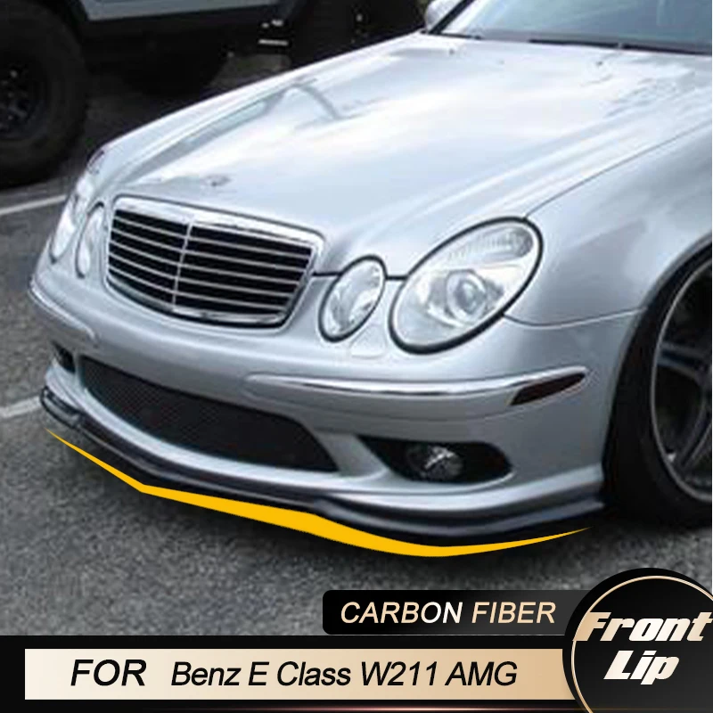 Car Front Bumper Lip For Mercedes Benz E Class W211 AMG 2003-2007 Racing Front Lip Splitters Apron Chin Protector Carbon Fiber