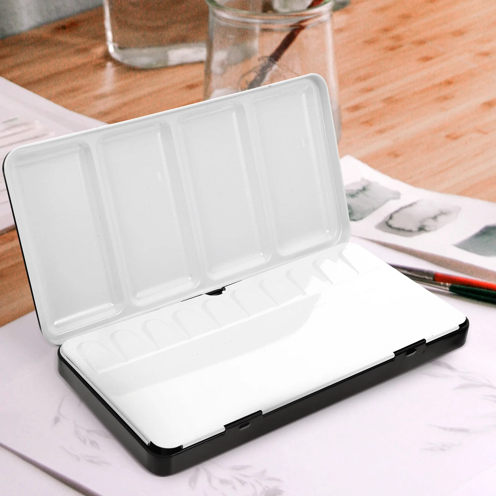 

Empty Iron Box Watercolor Solid Pigment Storage Case for 48 Colors Portable Paint Box for Home Outdoor Travel Empty Paint Case