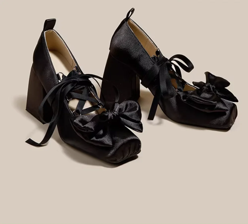 Chaussures Mary Jane noires en - Satin Bow Tie avis et prix