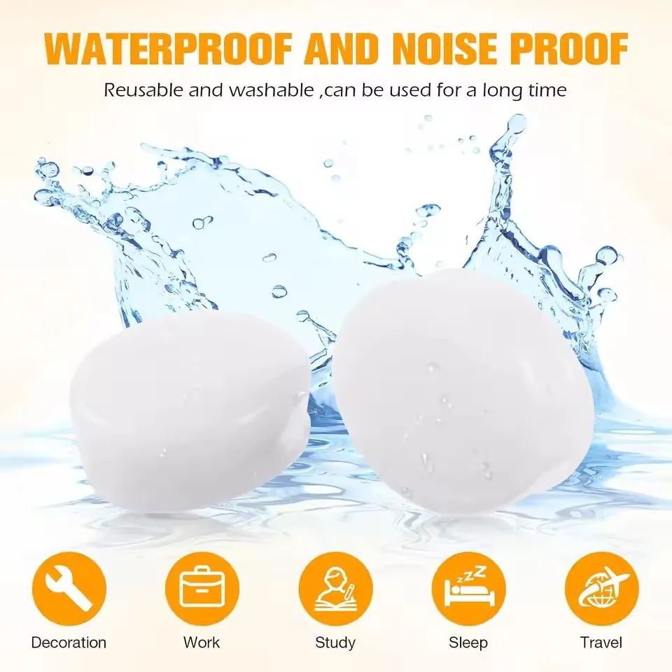 12Pairs/Box Silicone Ear Plugs for Sleeping Reusable Moldable Silicone Earplugs with Case Noise Cancelling Earbuds for Swimming view 4