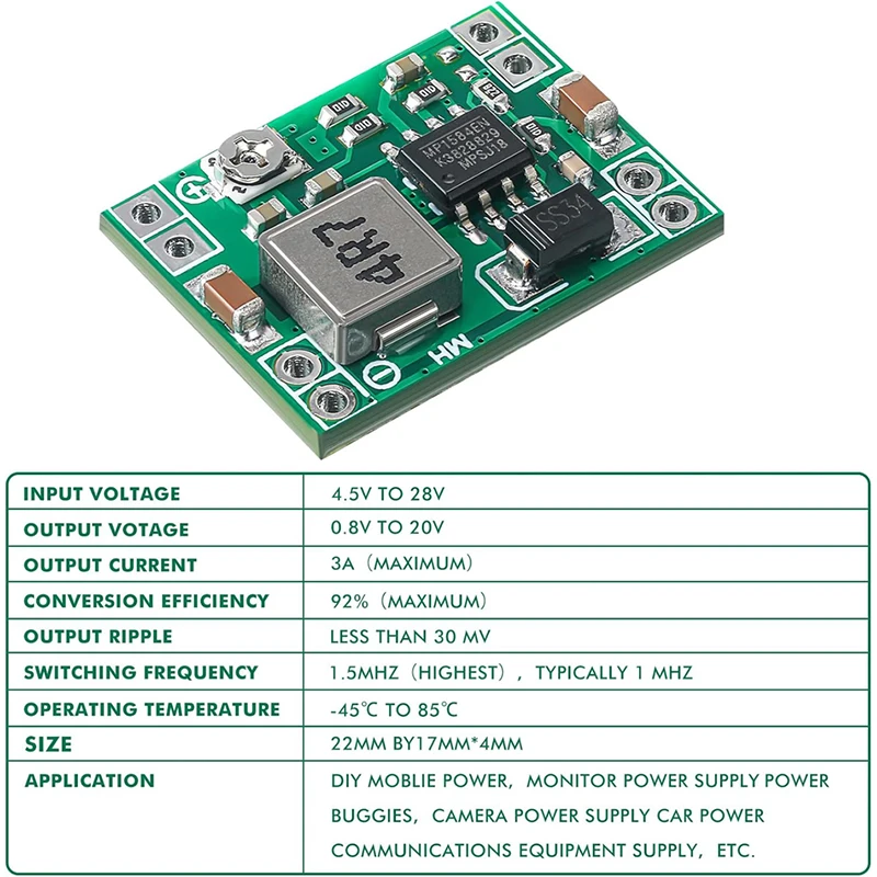 1-10 Uds MP1584EN convertidor de DC-DC ajustable 3A módulo regulador de voltaje reductor reemplazar LM2596s MP1584 DC DC Buck Board