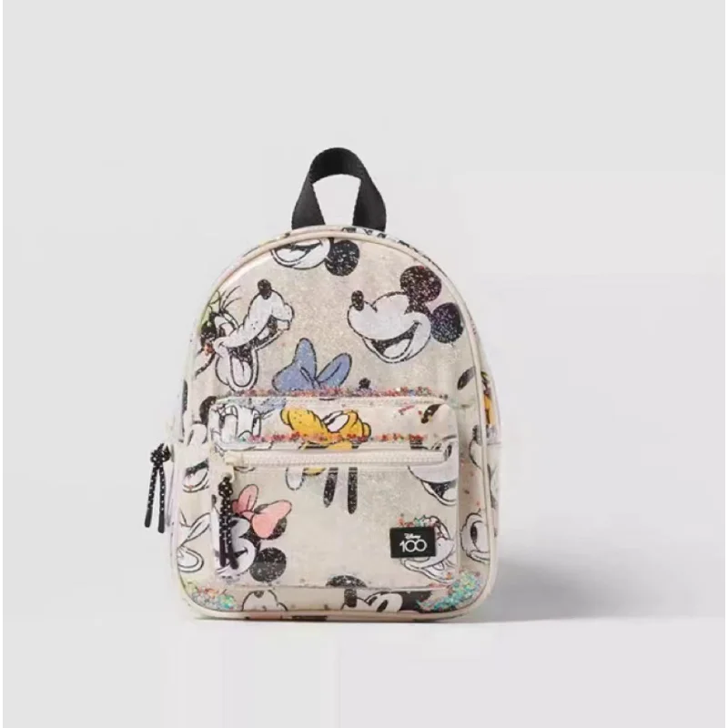 Tas sekolah anak mini motif Disney Mickey, tas ransel, tas makanan ringan, transparan dan lucu.