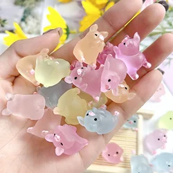 6pcs/30pcs Random Color Pattern Cute Luminous Piglet Handmade Diy Resin Jewelry Mini Garden Micro Landscape Tabletop Decoration