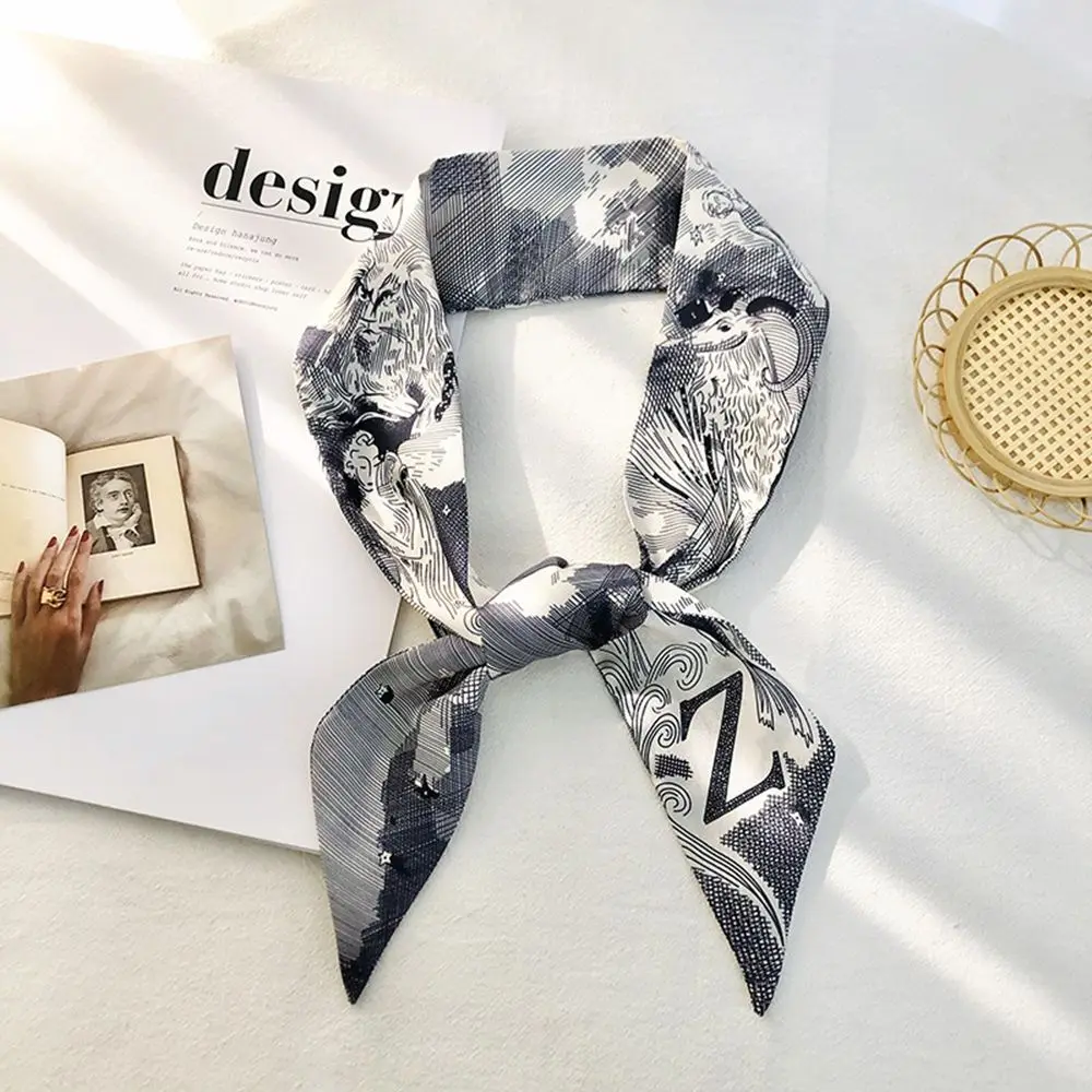 

Ribbon Braided Hair Head Rope Satin Silk Scarf Silk Scarf Headband Korean Style Headband Printing Hair Scarf Female Headwear