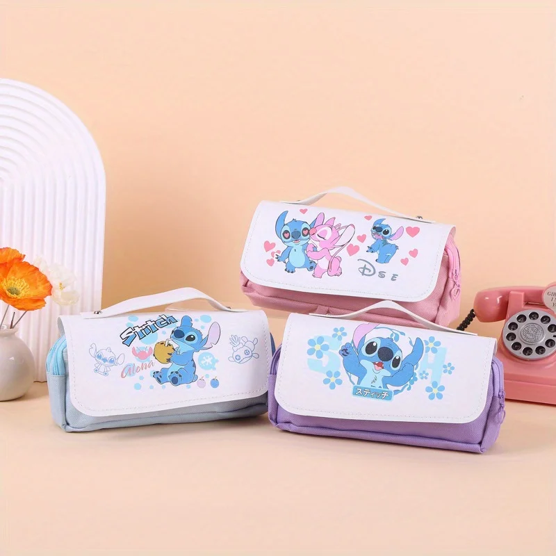 Disney's New Large Capacity Pen Bag Decompression Pen Bag Double Layer Pen Bag Stitch Pen Bag