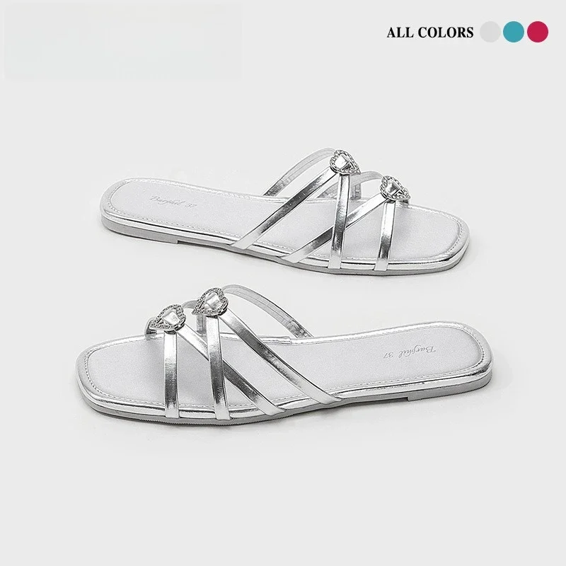 Fashion Slippers Women's Summer New Beautiful Outer Wear Fairy Style Advanced Sense Non-slip Cool Women Love Rhinestone Slippers
