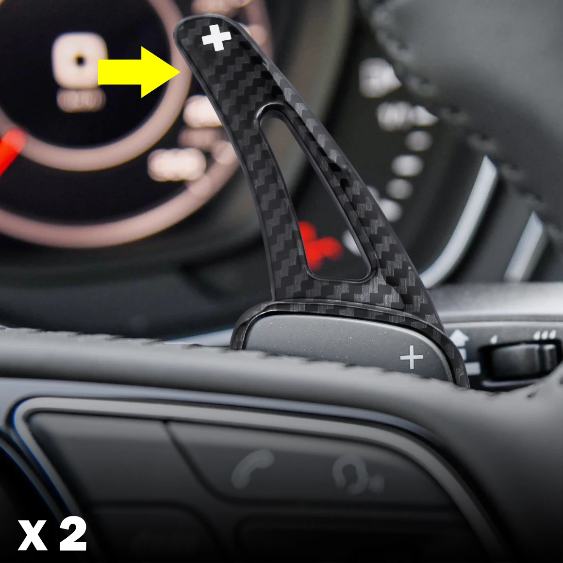 Steering Wheel Paddle Shifter Extension Gear Shift Trims For Audi A3 A4 B9 A5 Q2 Q3 Q5 Q7 Q8 Accessories Carbon Fiber Black