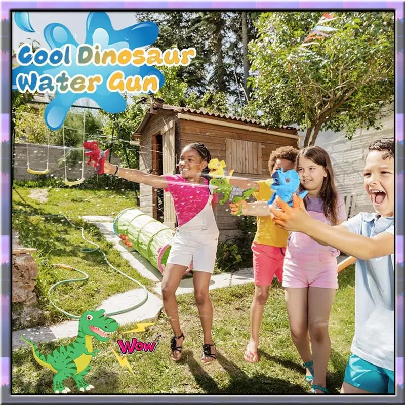 Pistolas de agua de dinosaurio pequeño A49U, juegos de lucha contra el agua para niños y niñas pequeños en piscina y césped