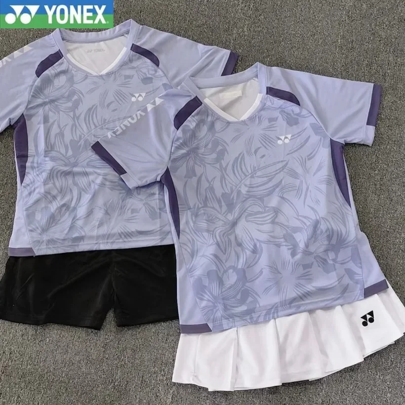 YONEX 2024 New Badminton Jersey Competition Set Breathable Short Sleeves Sweat-absorbing Same for Men and Women