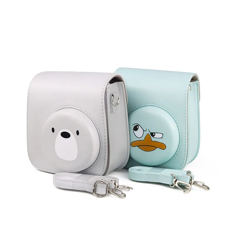 Bear PU Leather Case Bag Protective Cover For Fujifilm Instax Mini 11/9/8 Camera with Shoulder Strap Cute Bear Camera Bag