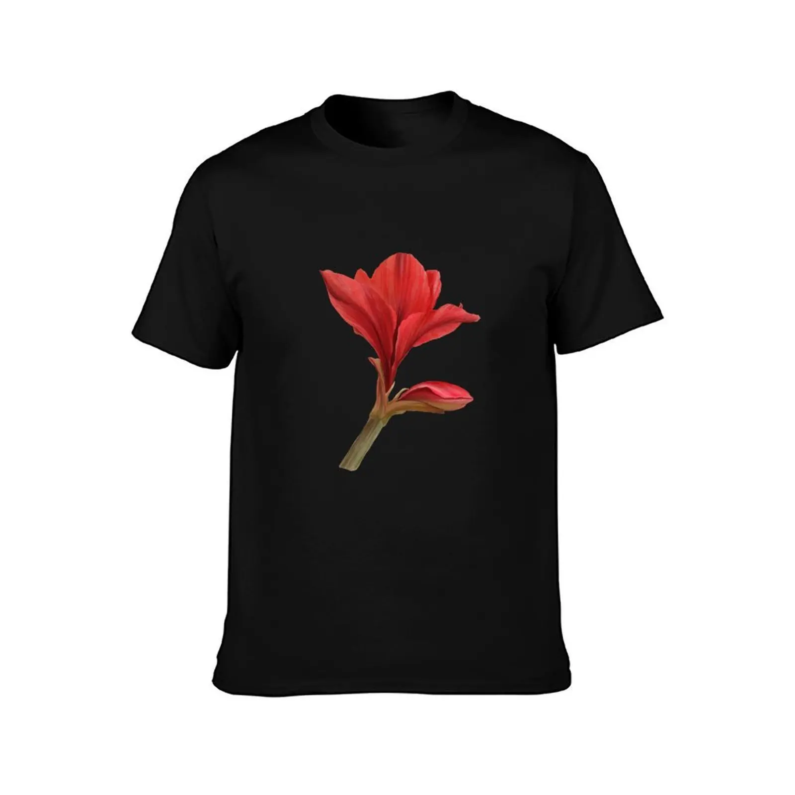 Red amaryllis flower Hand drawn watercolor clipart T-Shirt Minimalist Graphic Tee Shirt T-Shirt