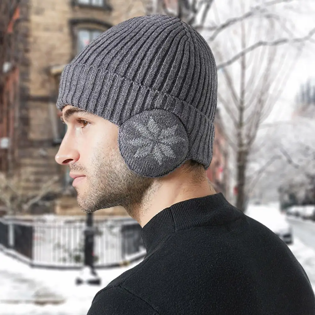 Gorros de lana a prueba de frío para hombre y mujer, gorros cálidos de felpa de punto, gorros de nieve a la moda, protección para los oídos, Unisex, Invierno